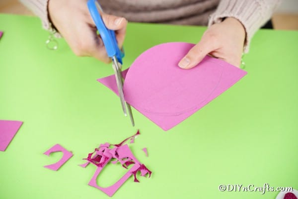 Cutting pink body for bunny
