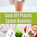Plastic spoon bunnies in flower pots