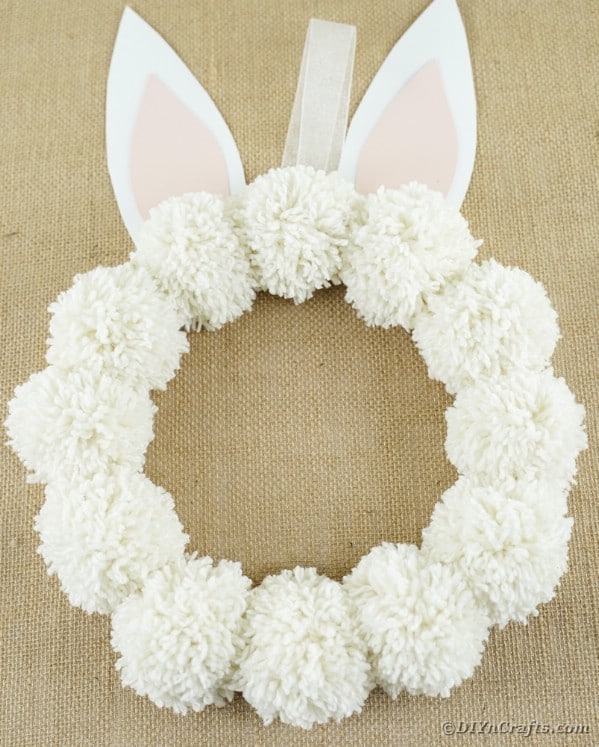 White pom pom bunny wreath