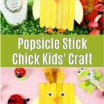 Popsicle stick chicken on grass