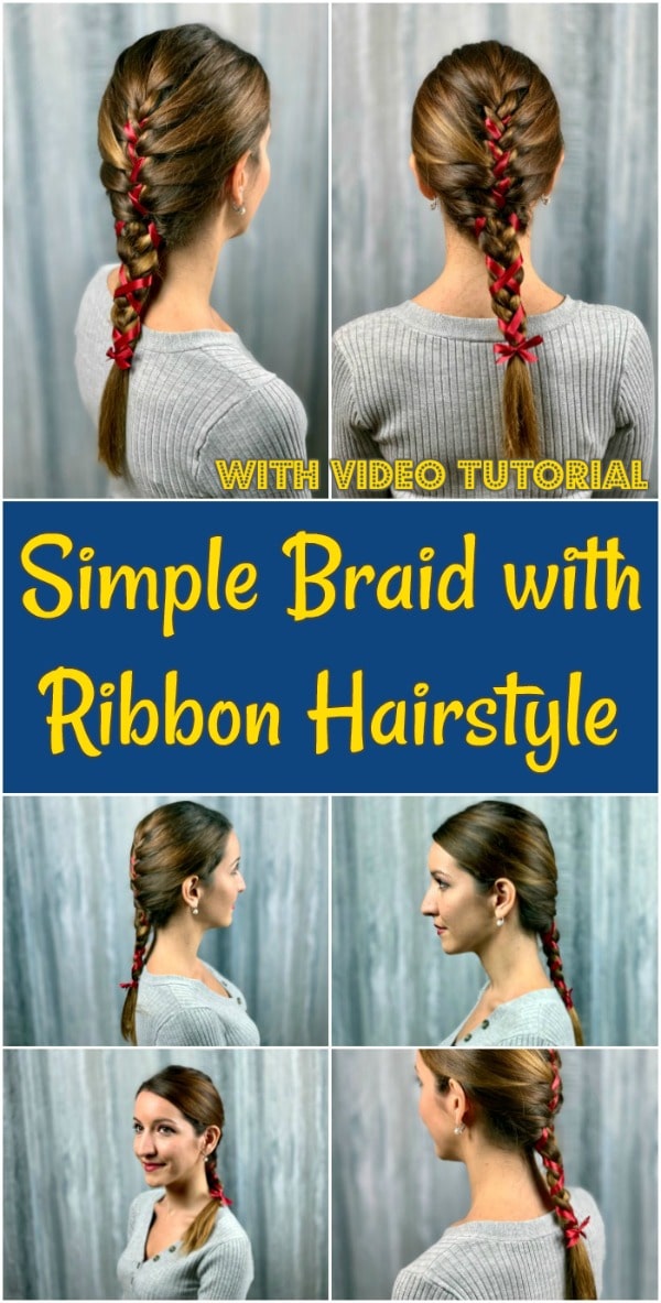 Braided hair with ribbon collage