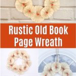 Old book page wreath collage