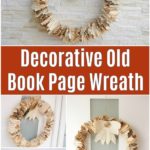 Old book page wreath collage