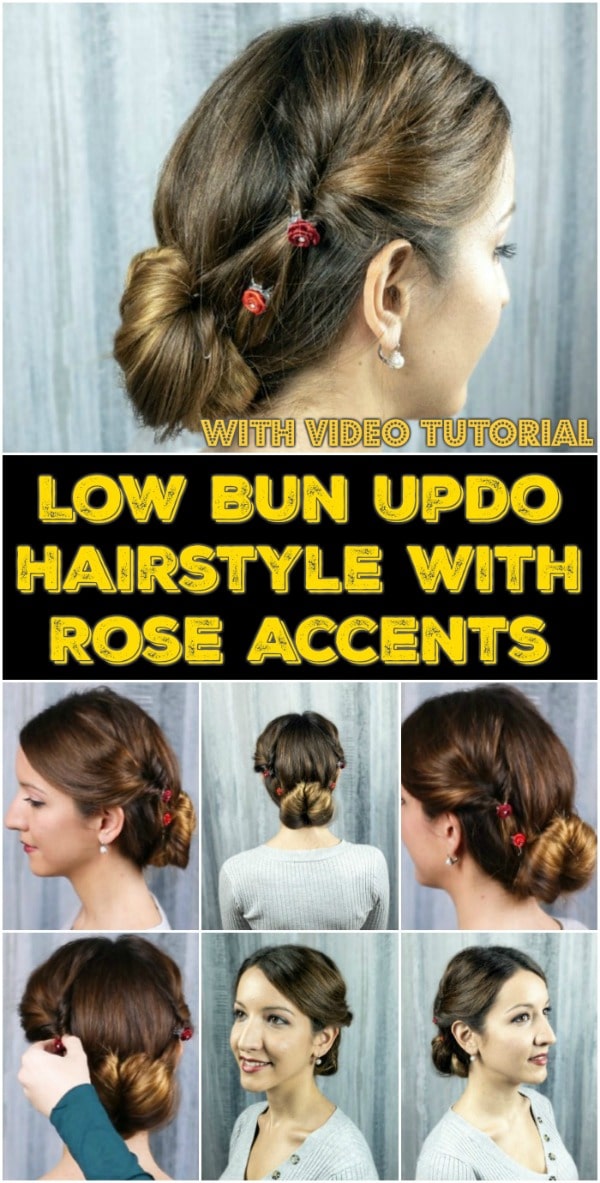 Collage of bun hairstyle