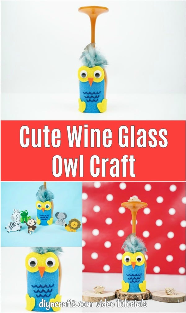 Owl wine glass craft collage