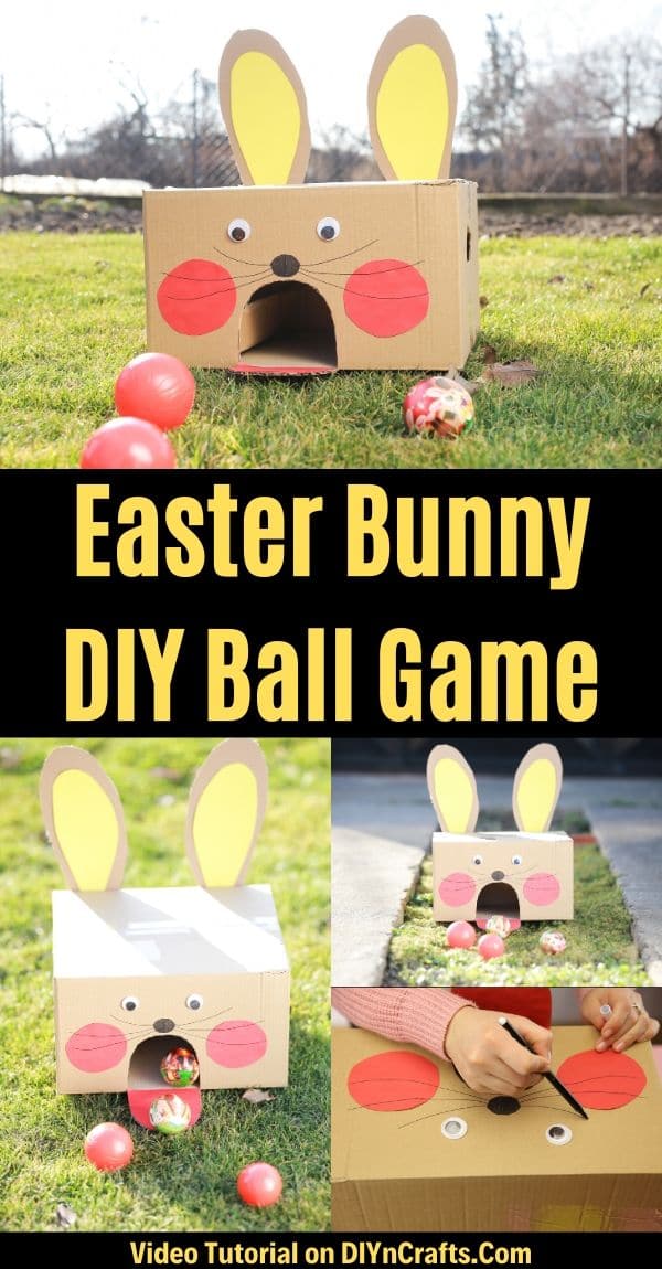Easter bunny ball toss game collage