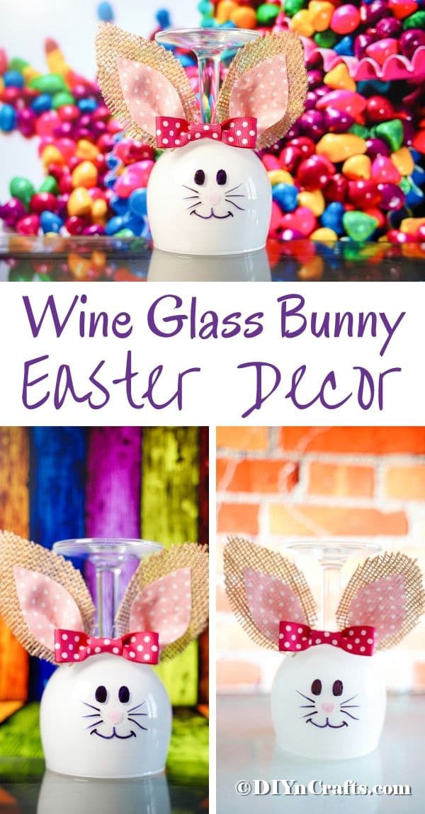 Wine glass bunny collage