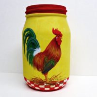 Hand Painted ROOSTER Mason Jar
