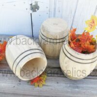 1 Small Wooden Barrel with one end open, 7" tall