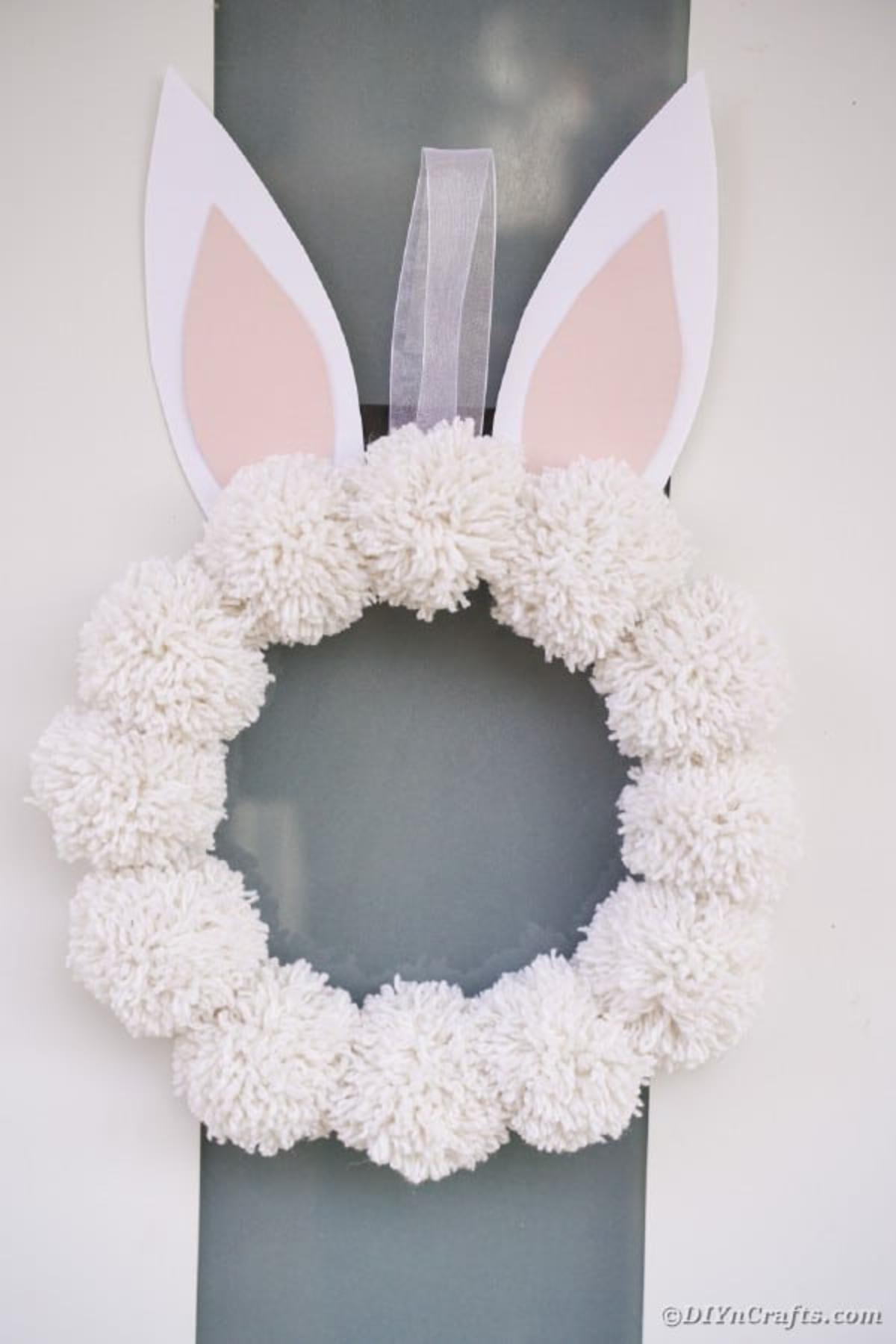 DIY Pom Pom Easter Bunny Wreath