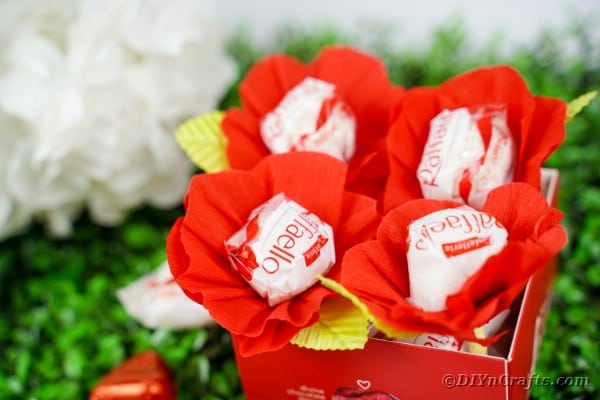 Box of paper flower candy