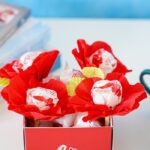 Paper flowers candy box decoration collage