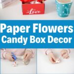 Paper flowers candy box decoration collage