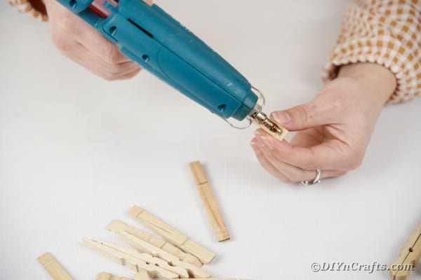 Gluing clothespin together