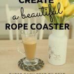 Rope coaster on table by vase