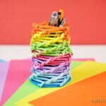 Rainbow organizer on rainbow paper