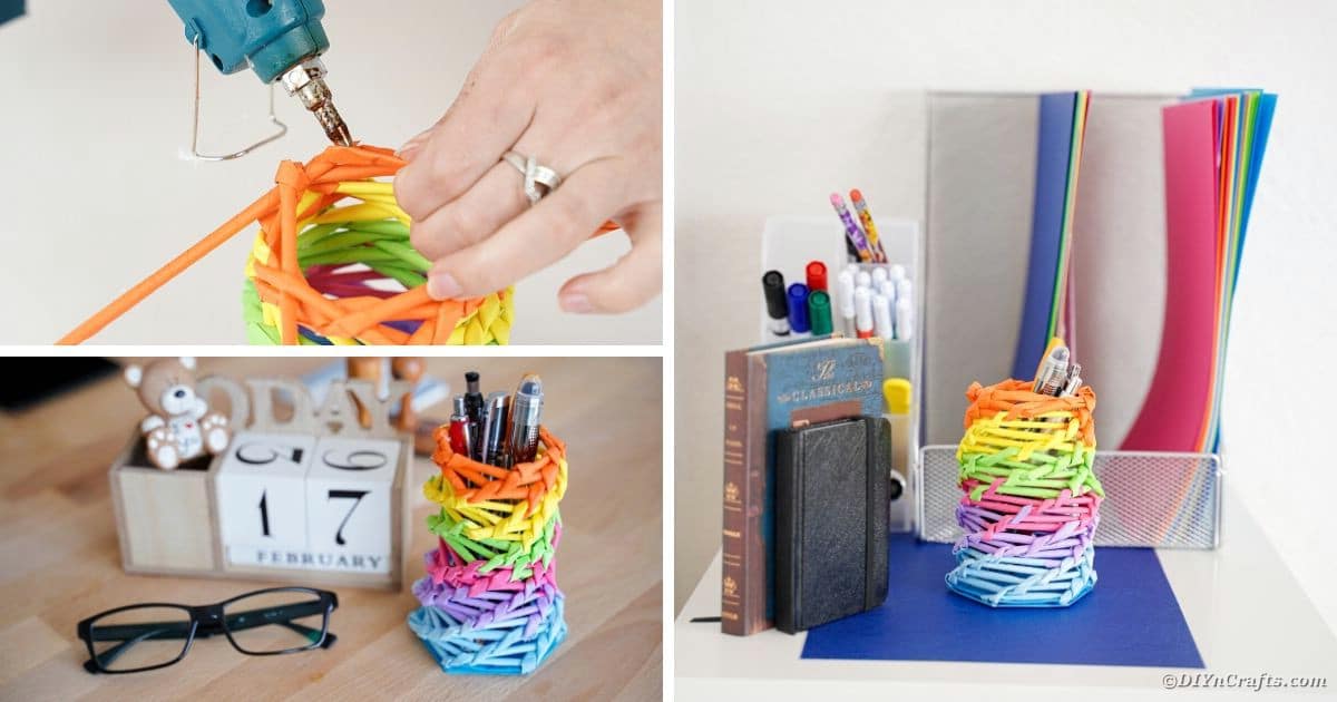 Cute Diy Paper Straw Rainbow Organizer Can With Video Tutorial