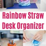 Rainbow desk organizer collage