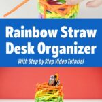 Rainbow desk organizer collage