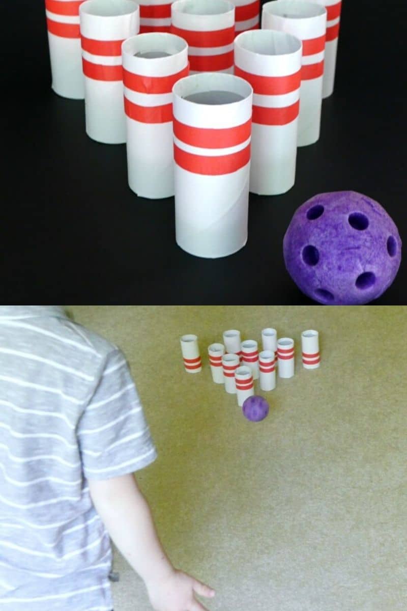 Toilet paper roll bowling game