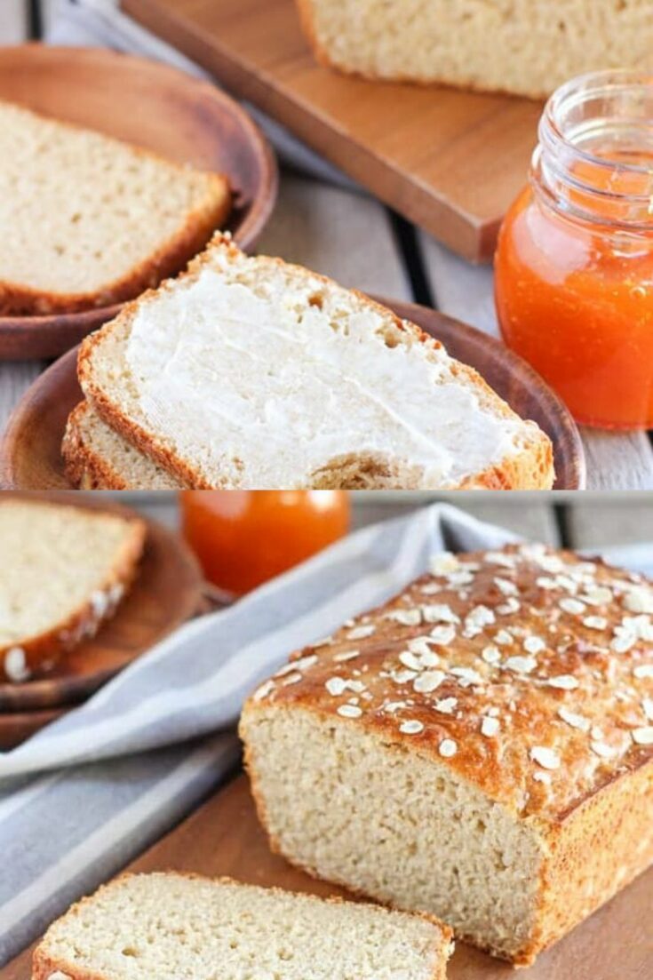 Sliced oat bread on plate
