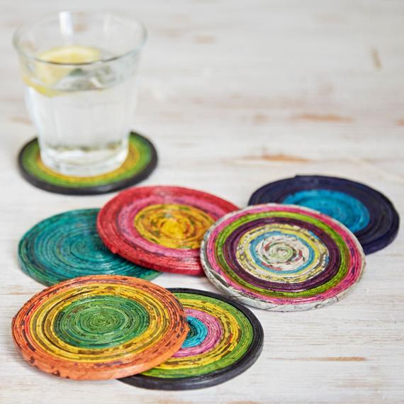 Recycled Newspaper Coaster Set Of Six