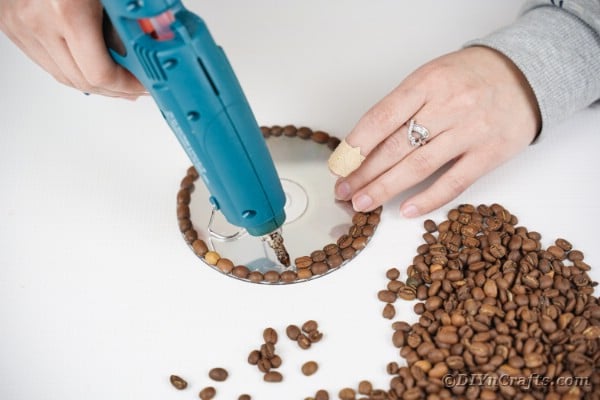 Gluing coffee beans to CD