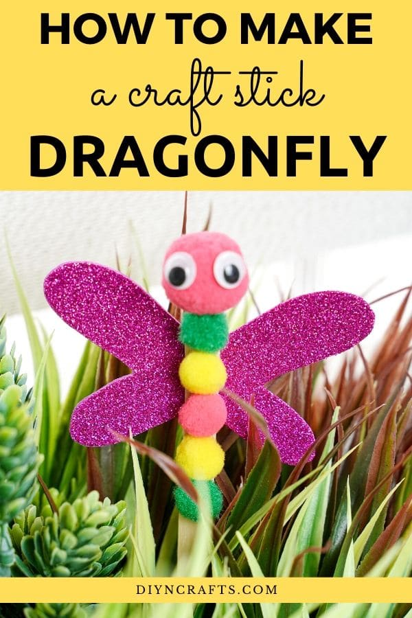 Dragonfly craft sticking in a plant