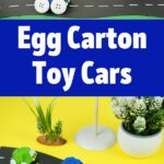 Egg carton toy cars collage