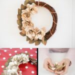 Old book page rose wreath