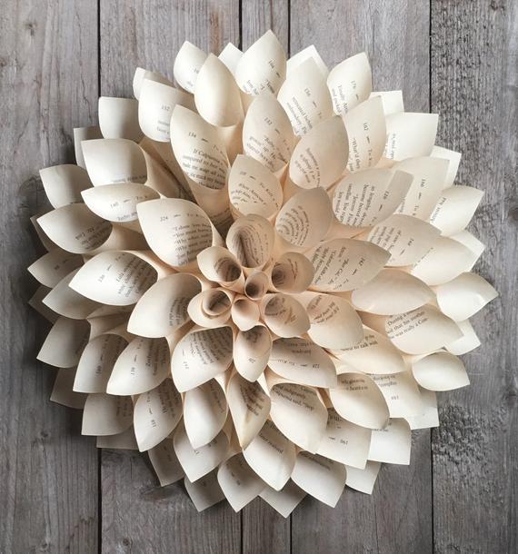 Repurposed Book Paper Flower Wreath

