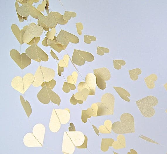 Gold Hearts Paper Garland
