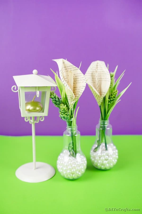 Paper Calla lily in glass vase