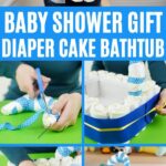 Diaper baby bathtub collage