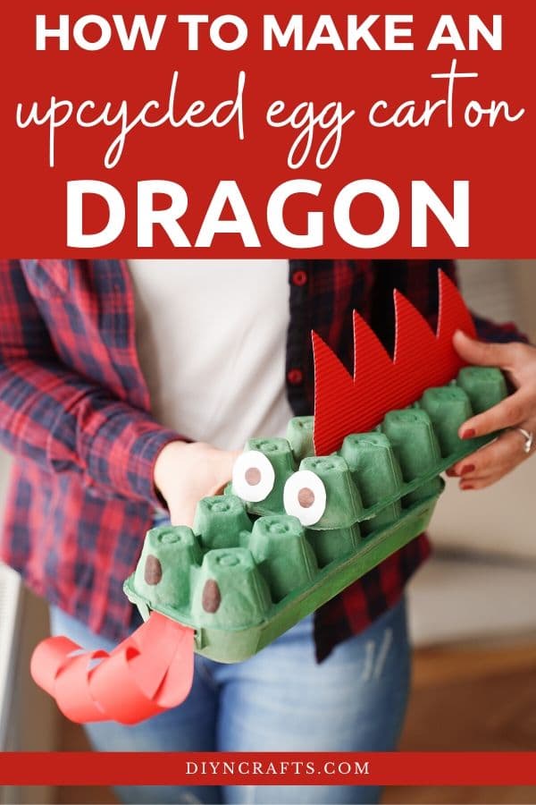 Woman holding egg carton dragon