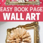 Old book page paper fan wall art collage