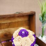 Tissue paper rose bal in box with beads