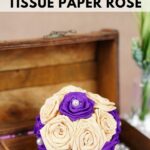 Tissue paper rose bal in box with beads