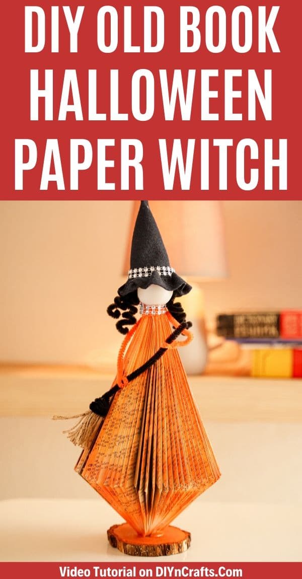 DIY Old Book Floating Witch with Broom Halloween Decor - DIY &amp; Crafts