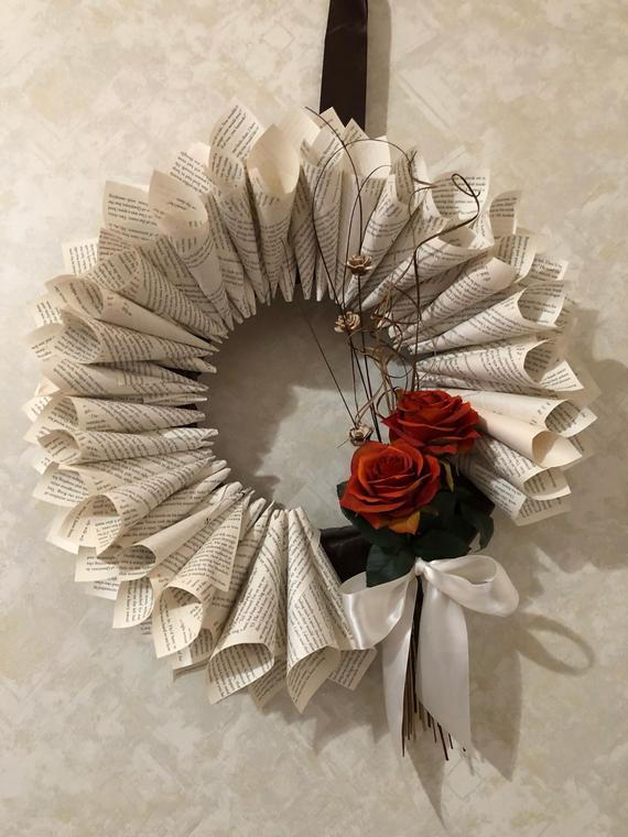 Book Page Wreath