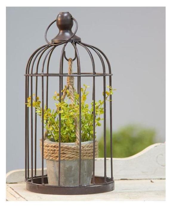 Farmhouse Metal Birdcage with Planter Spring Decor
