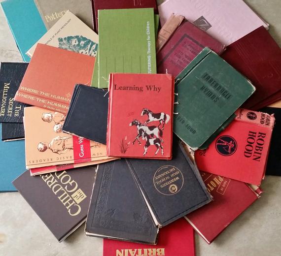 Vintage Book Boards, Cloth Hardcover Front and Back Panels, Junk Journal Supplies Smash Book, Collage Substrate, Old Book Covers, SET #907
