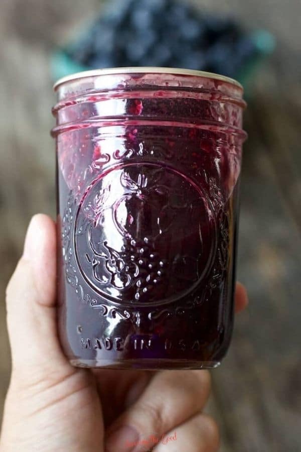 Jar of blueberry jam