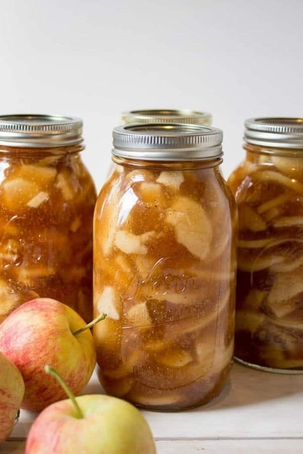 Apple pie filling in mason jars