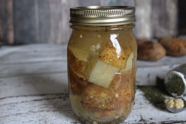 Potatoes in mason jars