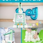 Crane diaper cake collage