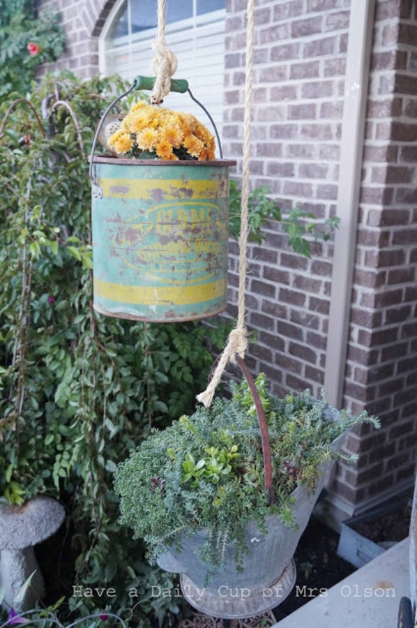 Galvanized bucket planter