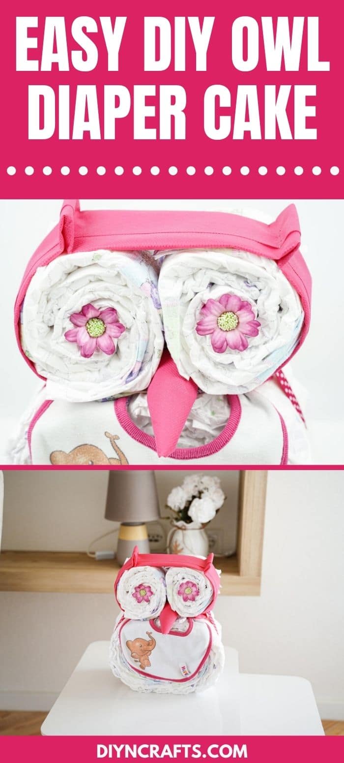 Owl diaper cake collage