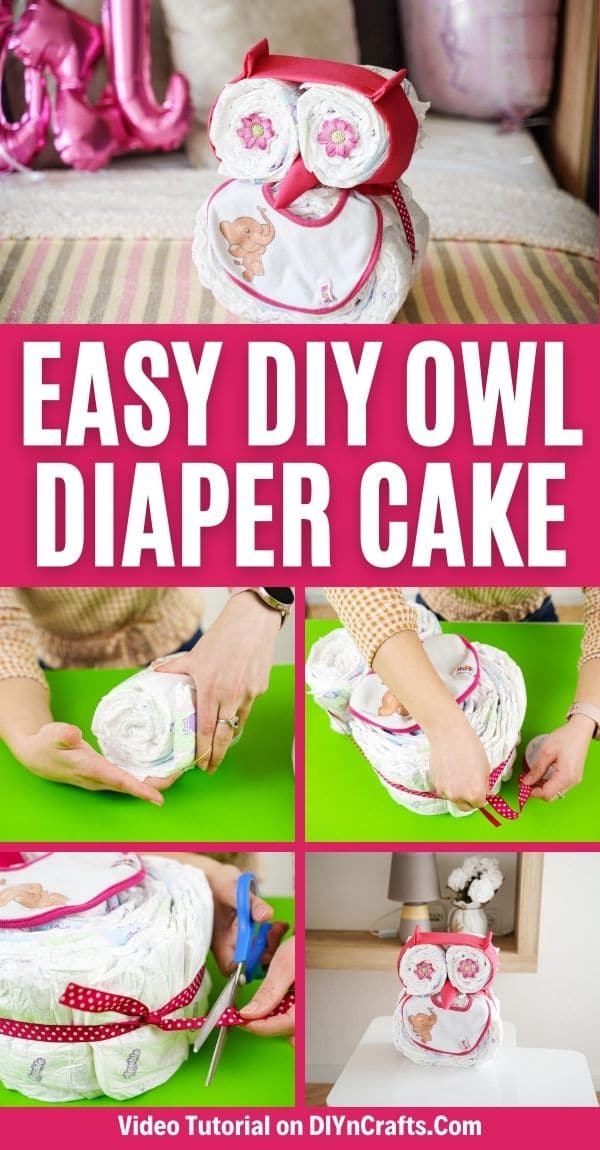 Owl diaper cake collage