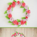 Paper chrysanthemum wreath collage